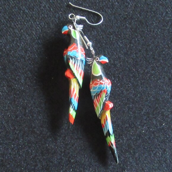 Parrot Earrings, Handmade, Vintage, 80s - Picture 1 of 7